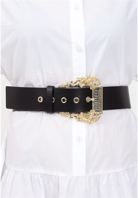 Black women's belt with maxi Baroque buckle VERSACE JEANS COUTURE | 74VA6F02ZP228899